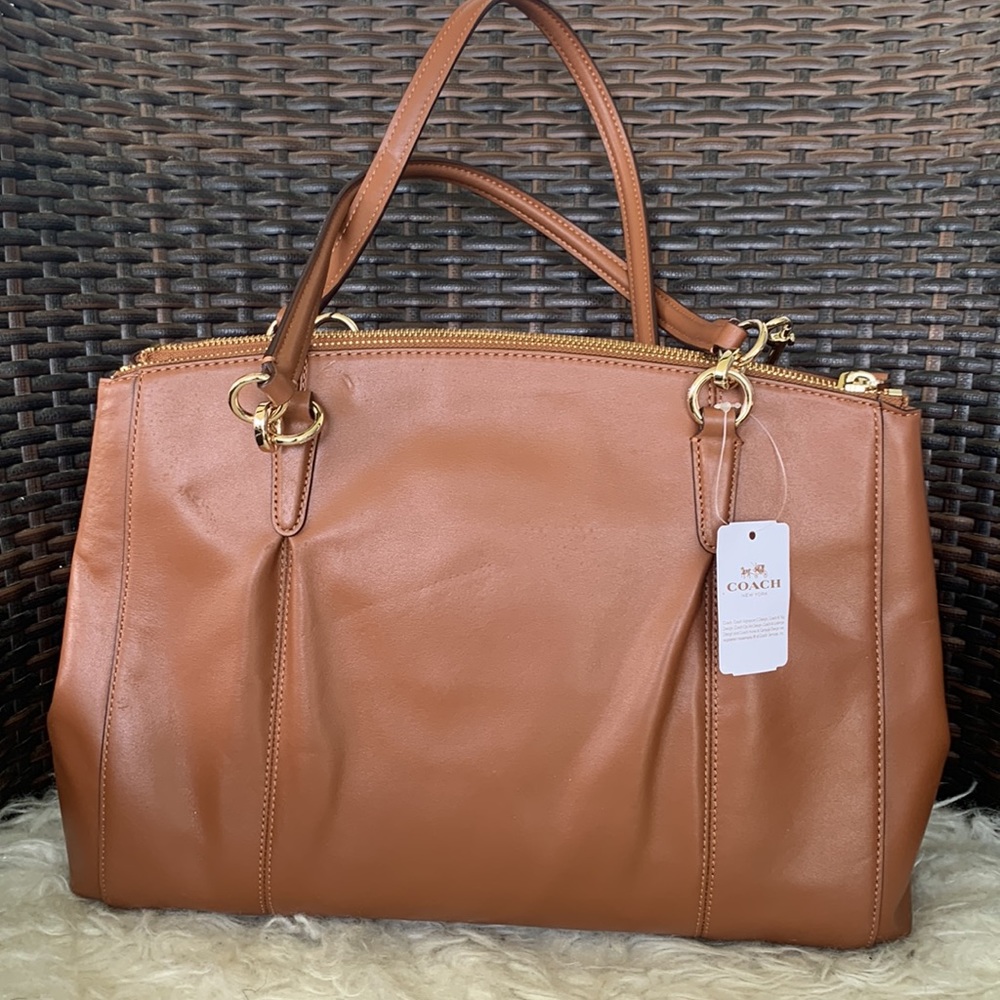New Coach Christie Brown Leather Carryall Satchel Shoulder Bag F36680 - Picture 3 of 16